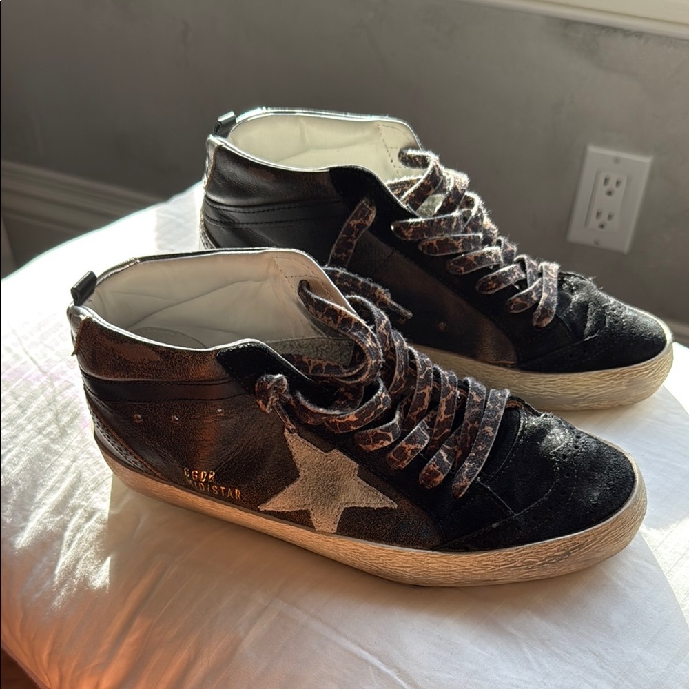 Black High-Top Sneakers with Star Detail